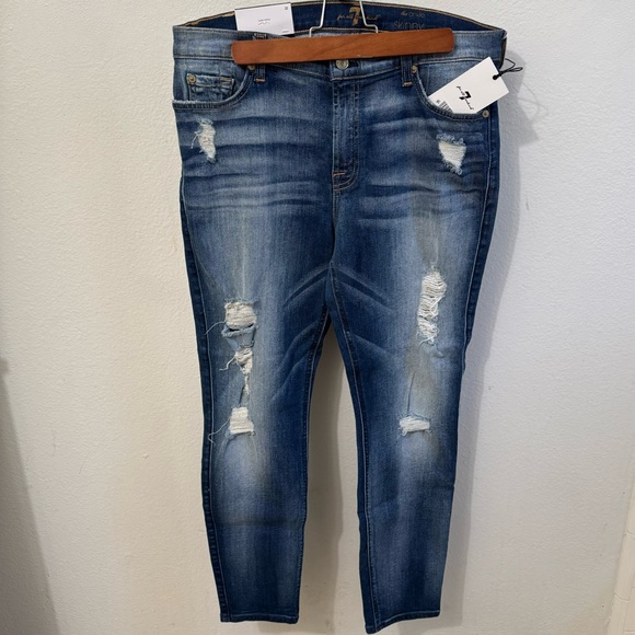 NWT 7 For All Mankind Distressed Denim Jeans 32 - Picture 5 of 14